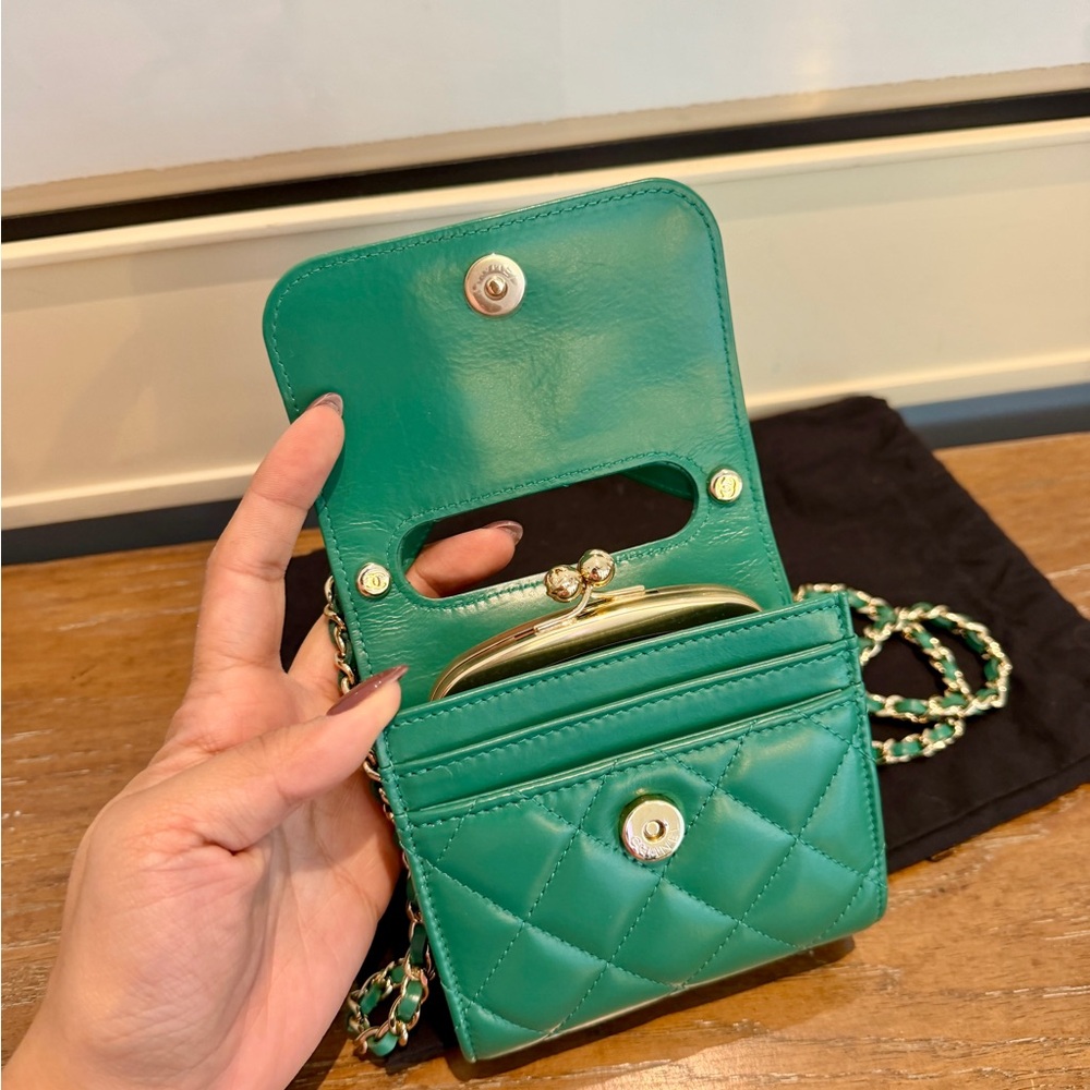 Chanel Teal Quilted Mini Bag - Picture 3 of 4